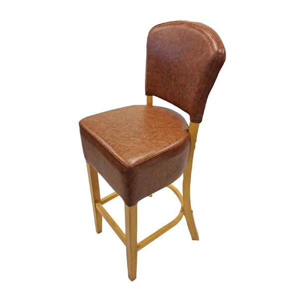 Hanoi Bar Chair in Soft Oak with Bison Tan Vinyl hp788