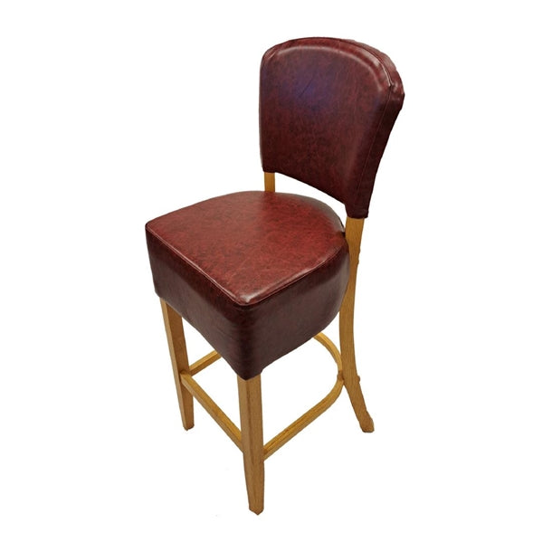 Hanoi Bar Chair in Soft Oak with Bison Bordeaux Vinyl hp791