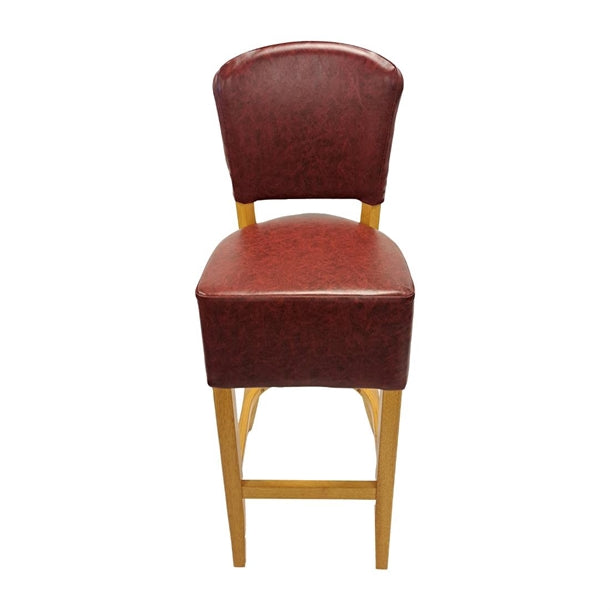 Hanoi Bar Chair in Soft Oak with Bison Bordeaux Vinyl hp791