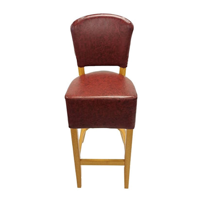 Hanoi Bar Chair in Soft Oak with Bison Bordeaux Vinyl hp791