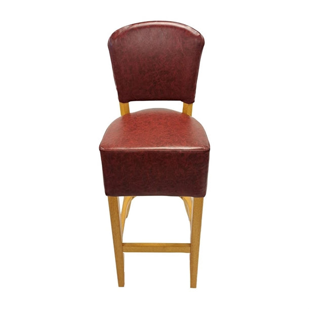 Hanoi Bar Chair in Soft Oak with Bison Bordeaux Vinyl hp791