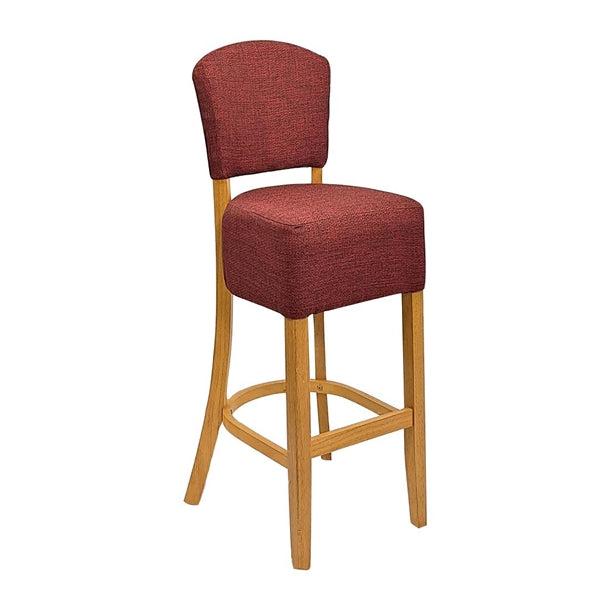 Hanoi Bar Chairs in Soft Oak with Shetland Scarlett Seatpad hp794