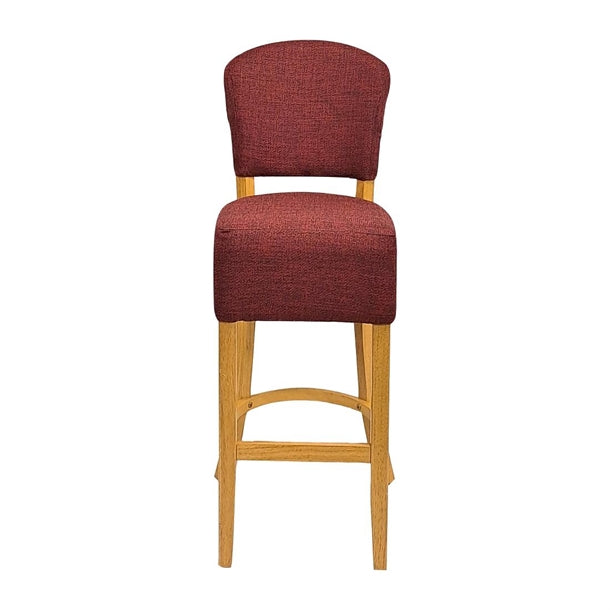 Hanoi Bar Chairs in Soft Oak with Shetland Scarlett Seatpad hp794