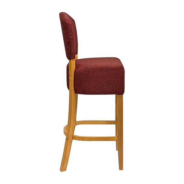 Hanoi Bar Chairs in Soft Oak with Shetland Scarlett Seatpad hp794