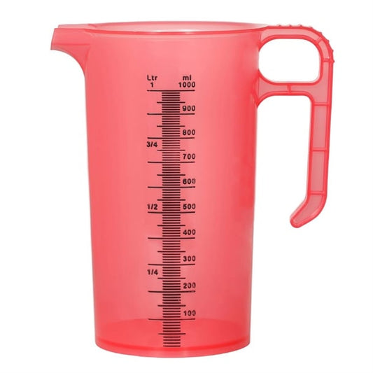 Pro-Measures Polypropylene Measuring Jug Red 1Ltr hp860