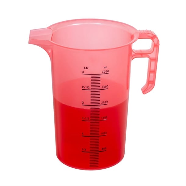 Pro-Measures Polypropylene Measuring Jug Red 3Ltr hp861