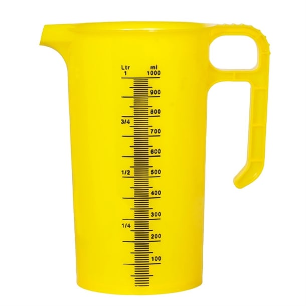 Pro-Measures Polypropylene Measuring Jug Yellow 1Ltr hp869