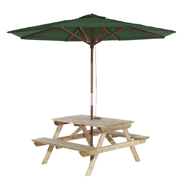 Rowlinson Picnic Table with Green Parasol 2.7m p_hp888