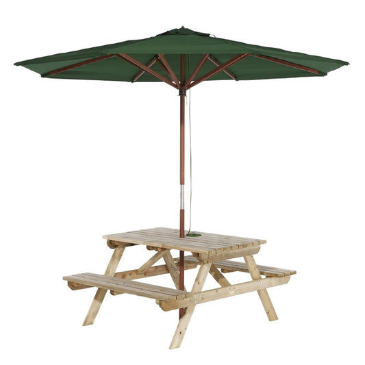 Rowlinson Picnic Table with Green Parasol 2.7m p_hp888