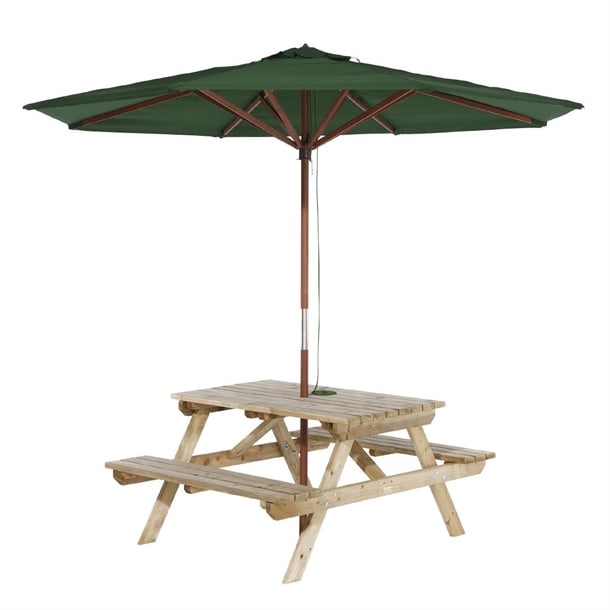 Rowlinson Picnic Table with Green Parasol 2.7m p_hp888
