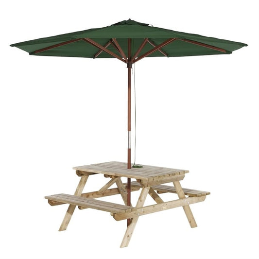 Rowlinson Picnic Table with Green Parasol 2.7m p_hp888