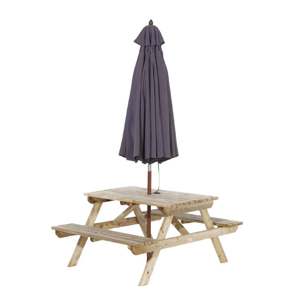 Rowlinson Picnic Table with Grey Parasol 2.7m p_hp890