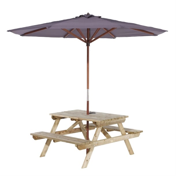 Rowlinson Picnic Table with Grey Parasol 2.7m p_hp890