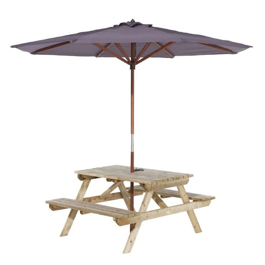 Rowlinson Picnic Table with Grey Parasol 2.7m p_hp890