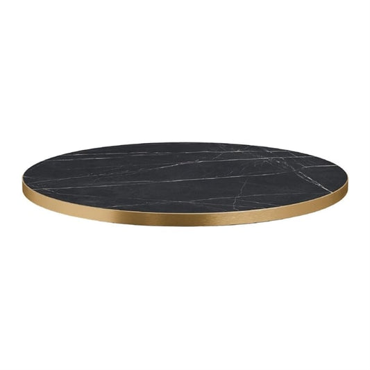 Omega Round Laminate Table Top Black Marble p_hs753