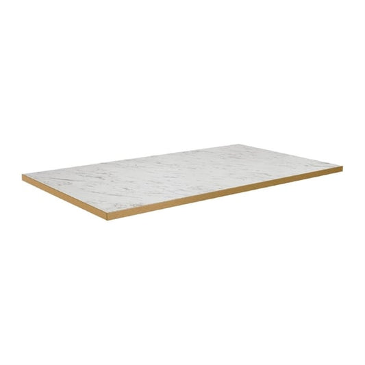 Omega Rectangular Laminate Table Top White Carrara Marble 1200x700mm hs759