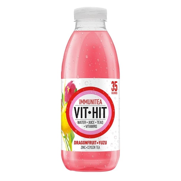 VITHIT Immunitea Dragonfruit & Yuzu Vitamin Water 500ml (12 Pack) hs825