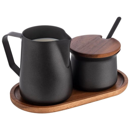 APS Acacia Wood And Stainless Steel Milk and Sugar Set hs900