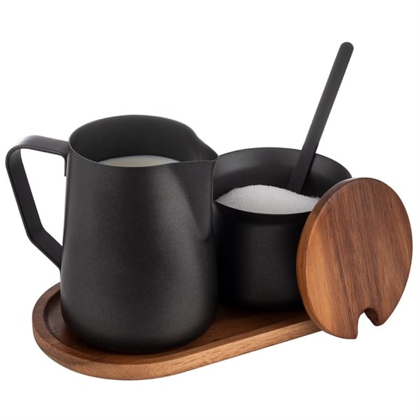 APS Acacia Wood And Stainless Steel Milk and Sugar Set hs900
