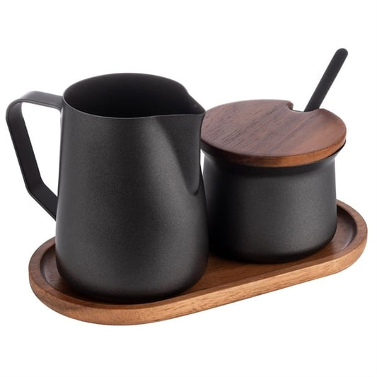 APS Acacia Wood And Stainless Steel Milk and Sugar Set hs900