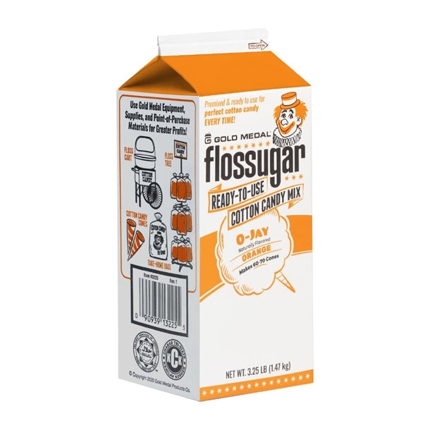 Flossugar Orange Ready to Use Cotton Candy Mix 1.47kg hs991