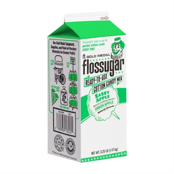Flossugar Green Apple Ready to Use Cotton Candy Mix 1.47kg hs996