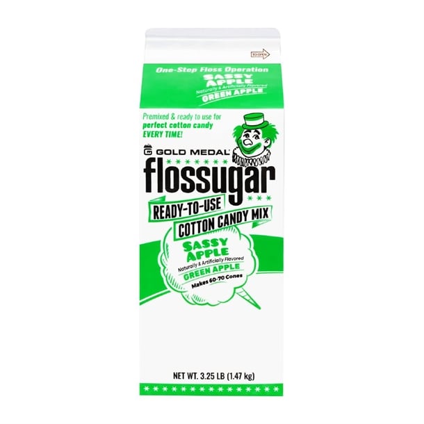 Flossugar Green Apple Ready to Use Cotton Candy Mix 1.47kg hs996