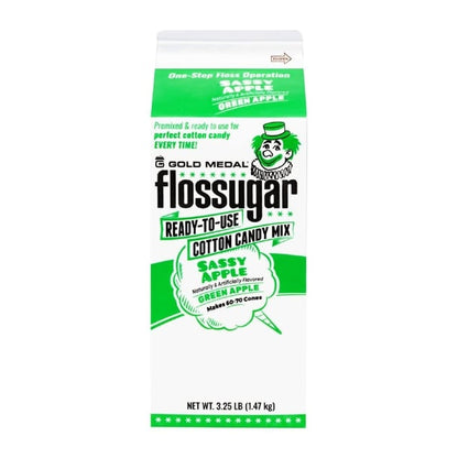 Flossugar Green Apple Ready to Use Cotton Candy Mix 1.47kg hs996