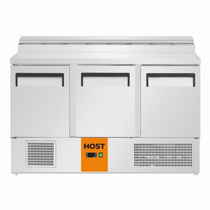 HOST 3 Door Saladette Prep Counter Fridge with GN compatible Topper 390Ltr HOST1302PR ht145