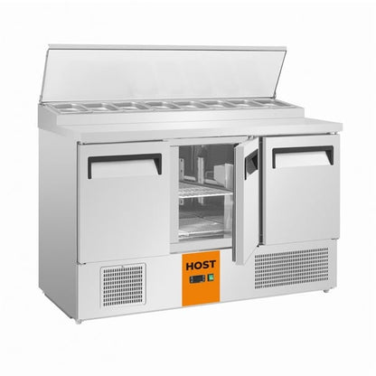 HOST 3 Door Saladette Prep Counter Fridge with GN compatible Topper 390Ltr HOST1302PR ht145