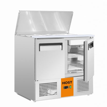 HOST 2 Door Saladette Counter Fridge with chopping board 240Ltr HOST1303SR ht148