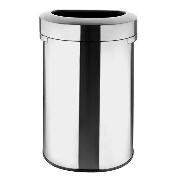 Bolero 'D' Shape Bin with Open Lid Brushed Steel 86Ltr ht463