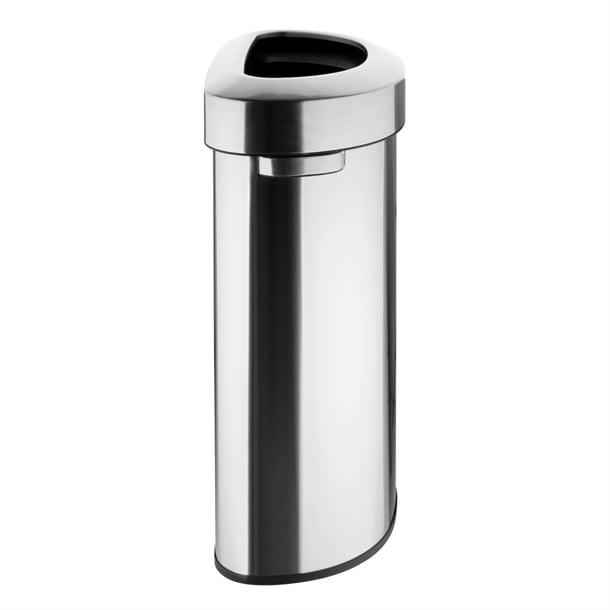 Bolero 'D' Shape Bin with Open Lid Brushed Steel 86Ltr ht463