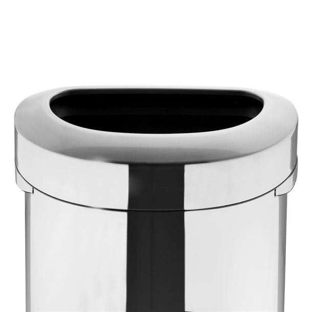 Bolero 'D' Shape Bin with Open Lid Brushed Steel 86Ltr ht463