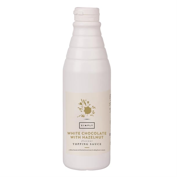 Simply White Chocolate Topping Sauce with Hazelnut Flavouring 1kg ht855