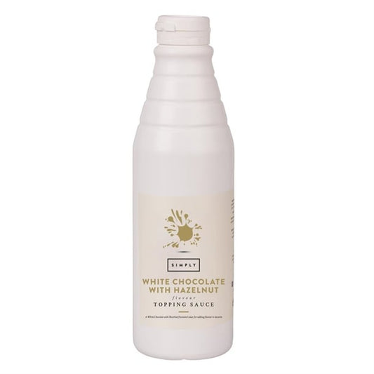 Simply White Chocolate Topping Sauce with Hazelnut Flavouring 1kg ht855
