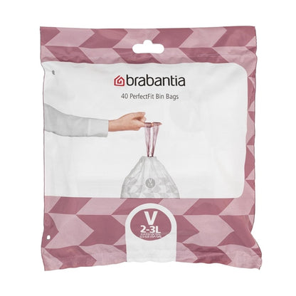 Brabantia PerfectFit Bin Bags, Code V, 2-3Ltr (40 Pack) hu177