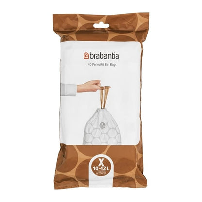 Brabantia PerfectFit Bin Bags, Code X, 10-12Ltr (40 Pack) hu179