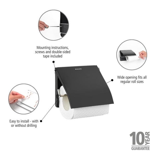 Brabantia Renew Toilet Roll Holder Matt Black hu187