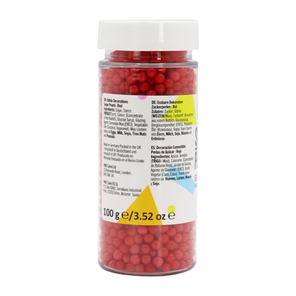 PME Sugar Pearls 100g - Red hu209