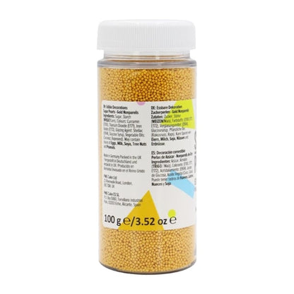 PME Sugar Pearls Nonpareils 100g - Gold hu216
