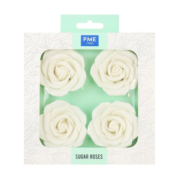 PME White Sugar Roses 62mm (4 Pack) hu358