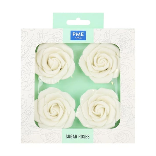 PME White Sugar Roses 62mm (4 Pack) hu358