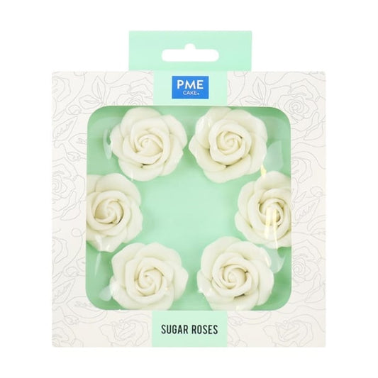 PME White Sugar Roses 45mm (6 Pack) hu359