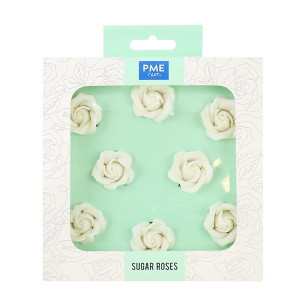 PME White Sugar Roses 32mm (8 Pack) hu360