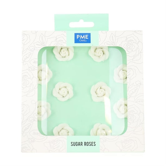 PME White Sugar Roses 25mm (10 Pack) hu361