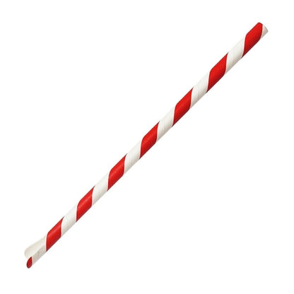 Fiesta Compostable Paper Spoon Straw Red & White Stripe 210x8mm (250 Pack) hu366