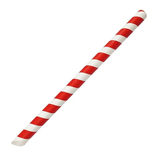 Fiesta Compostable Bubble Tea Straw Red & White 12x210mm (150 Pack) hu368