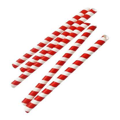 Fiesta Compostable Bubble Tea Straw Red & White 12x210mm (150 Pack) hu368