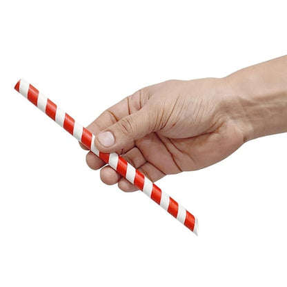 Fiesta Compostable Bubble Tea Straw Red & White 12x210mm (150 Pack) hu368